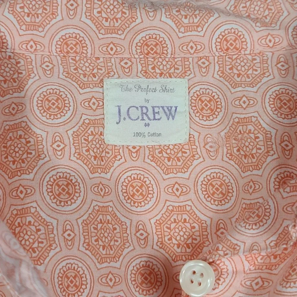 J.Crew Women's Orange Damask Long Sleeve Shirt